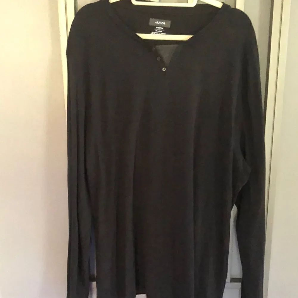 NWT Alfani Black long sleeve cotton spandex Henley shirt T-shirt 3X